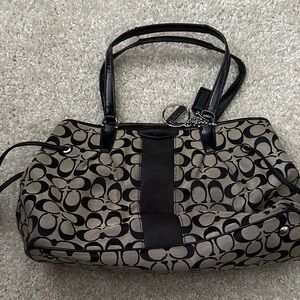 Coach Black and Tan Signature Tote